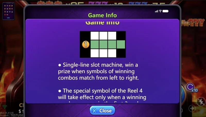 Hot Fire 777 - parameter table and game description